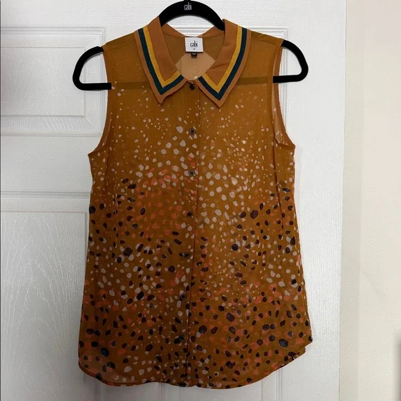 Cabi #3436 Cheers Polka Dot Sleeveless Blouse - Picture 4 of 6